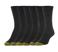 Gold Toe Women's Casual Texture Crew Socks, Black Diamond (6-Pairs), M (Pack of 6)