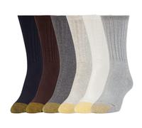 Gold Toe Women's Casual Texture Crew Socks, Multipairs, Bone Assorted (6-Pairs), 6 to 9 (Pack of 6)