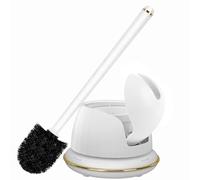 Gold Toilet Brush and Holder Set,Toilet Bowl Brush with Long Handle, Holder Base with Contact-Free Automatic Opening and Closing, Toilet Brush Set with Have Vent, Gold Bathroom Accessories