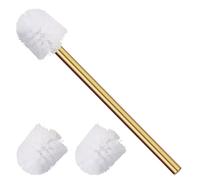 Gold Toilet Brush Replacement Brushes Only, Bring 3 ø 7.5 Cm White Toilet Brush Replacement Head Screw On, Toilet Cleaner Brush, Gold Bathroom Accessories for Bathroom Toilet Bathtub Clean (47cm)
