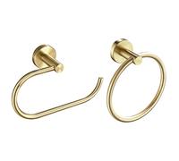 Gold Toilet Paper Holder Towel Ring,Brushed Gold Toilet Roll Holder Hand Towel Holder Bathroom Accessories,Wall Mount Rustic Modern Rustproof Stainless Steel Hardware Set 2PC