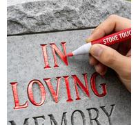 Gold Tombstone Marker Pen, Waterproof Gravestone Lettering Paint Pen for Restoring Faded Grave Inscriptions, Stone Touch-up Pen for Memorial Monuments, Granite & Marble (Red)