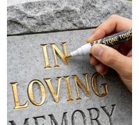 Gold Tombstone Marker Pen, Waterproof Gravestone Lettering Paint Pen for Restoring Faded Grave Inscriptions, Stone Touch-up Pen for Memorial Monuments, Granite & Marble (Gold)