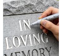 Gold Tombstone Marker Pen, Waterproof Gravestone Lettering Paint Pen for Restoring Faded Grave Inscriptions, Stone Touch-up Pen for Memorial Monuments, Granite & Marble (Silver)