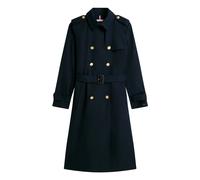 Gold-Tone Button Slim Trench Coat, female, Tommy Hilfiger, Trench Coats, Blue, S, Coats S