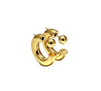 Gold-Tone C-Shaped Half Hoop Stud Earrings, Thick Smooth Polished, Open C Ear Studs with Ball Back Closure, Minimalist Chunky Jewelry for Daily Casual Street Wear