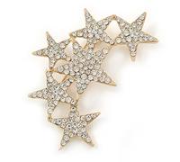 Gold Tone Clear Crystal Star Cluster Brooch - 55mm L