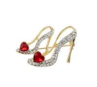 Gold Tone Clear/Red Crystal Heel Shoe Brooch Fashion processing