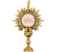 Gold-tone Monstrance Pin with IHS Center | Great Religious Gift for First Holy Communion | Catholic Eucharist Accessory | 1.5" Tall