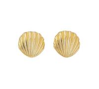 Gold Tone Nautical Stud Earrings, Dainty Starfish or Scallop Shell Ocean Theme Jewelry for Women, Stylish Summer Beach Accessories, M Size, Metal, No Gemstone