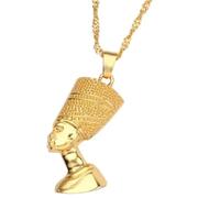Gold Tone Nefertiti Pendant Necklace Egyptian Queen Eternal v1