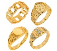 Gold-Tone Ring Set (Set of 4) Statement Fashion Accessory