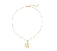 Gold-Tone Sun & Moon Pendant Necklace for Women, Dainty Crystal Celestial Charm Chain, Adjustable Boho Jewelry for Daily & Gifting