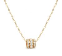 Gold Tone Triple Ring Necklace, Pave Crystal Slider Pendant for Women | Three sparkling crystal rings slide on a 44 cm gold tone chain with lobster clasp and 7 cm extender for adjustable styling