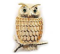 Gold-Tone Wise Filigree Owl Brooch