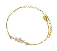 Gold-tone with elegant zirconia accents and flower leaves in floral and leaf designs