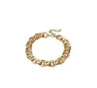 Gold-Toned Thick Cuban Link Choker Necklace | Convertible Oval Chain Wrist Jewelry, Polished Chunky Hip Hop Street, Layered Design, For Low Cut Top Tee Streetwear