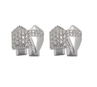 Gold Tooth Cap Single Piece Vampire Fang, Style Mirror Finish Cubic Zirconia Dental Jewelry, for Rapper Costume Teeth(Silver)