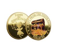 Gold Tooth Fairy Coin, Lost Teeth Reward Commemorative Coin, Funny Keepsake for Boys Girls Home Decoration Pretend Play Bedtime Ritual