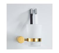 Gold Toothbrush Holder,Stainless Steel Tumbler Holder with Frosted Glass Cup,Wall Mounted Modern Bathroom Toothbrush Cup Holder Hardware