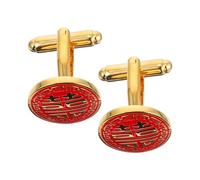 Gold Traditional Chinese Character Cuff Links Pair for Groom Wedding