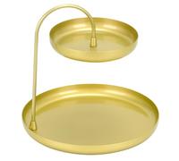 Gold Tray Metal Decorative Tray 2 tier Sturdy trinket jewellery dish for Rings Jewelry Watch, Cupcake Stand Fruit, Cake, Snack, fit Dresser, Bathroom, Kitchen, Party Supplies