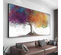 Gold Tree Large Canvas Wall Art Oil Painting Black Framed Canvas Wall Art for Living Room Oversized Modern Decor Murals 86x192cm/34x76in Black Frame