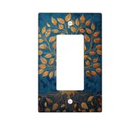 Gold Tree Light Switch Cover Plate/Outlet Covers, Deep Blue Nature Design for Home Decor, Thermoplastic Wall Plates, Standard Size Single Rocker