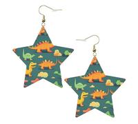 Gold Trendy Leather Star Earrings for Women – Lightweight many small Dinosaur Print Dangle Jewelry, Party Favors & Decorations