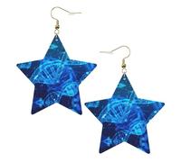 Gold Trendy Leather Star Earrings for Women - Lightweight DNA Chain Photo Print Dangle Jewelry, Party Favors & Decorations