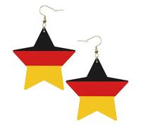 Gold Trendy Leather Star Earrings for Women - Lightweight germany flag Print Dangle Jewelry, Party Favors & Decorations