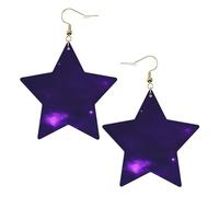 Gold Trendy Leather Star Earrings for Women - Lightweight Magic Galaxy Sky Print Dangle Jewelry, Party Favors & Decorations