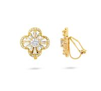 Gold Trip Women's Clover Flower Clip On Earrings in Gold | Size: 16mm Gold Trip Gold 16mm