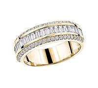 Gold Triple Rhinestone Rings Women Fashion Full Diamond Zircon Ring Ladies Jewelry Diamond Rings for Women Size 5 11 Note Ring (Gold, 7)
