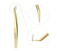 Gold Tweezers for Volume Eyelash Extensions Precision Stainless Steel Curved Pointed Tweezers for Individual and Volume False Eyelashes 3D-6D Suppliers by EMEDA