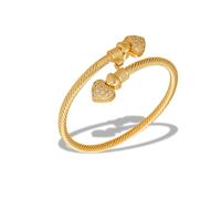 Gold Twisted Cable Bracelet for Women Cable Wire Bangle Bracelet Dainty Heart Twisted Wire Cuff Bracelet Valentine's Day Jewelry Gifts, L, Copper, no gemstone