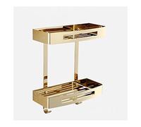 Gold Two-Tier Floating Bathroom Corner Shelf - Wall-Mounted Shampoo - Stylish Kitchen Storage Rack - Space-Saving Design for Modern Homes
