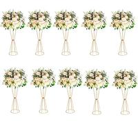 Gold Vases Wedding Centerpieces Flower Stand 10Pcs Metal 60cm Tall Trumpet Vases Geometric Flower Stands for Wedding Party Dinner Table Centerpieces Decorative