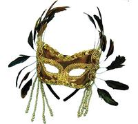 Gold Velvet Mask + Feathers On Headband