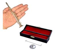 Gold Veneered Tiny Saxophone Bronze Workmanship Decorative Present for Kids Music Beloveds Tiny Saxophone with Stand
