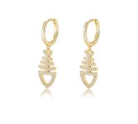 Gold Vermeil Hoop Fishbone Huggie Earrings Trendy 925 Sterling Silver Earrings For Party
