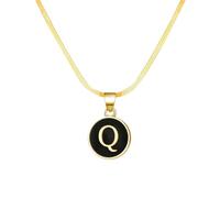 Gold Vermeil Ladies Necklace and Pendants 26 Initial Necklace Round Shape 26 Alphabet Chain A Z Alphabet Initial Gold Necklaces For Women Girls Rose for Women (Q, One Size)