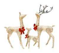(gold) vidaXL Reindeer Family Christmas Decoration 201 LEDs Xmas Reindeer Gold/White