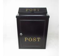 (Gold) Vintage Decor Black Lockable Post Mail Letter Box