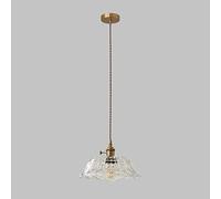 Gold Vintage Hanging Lighting 9.8" Clear Glass Ceiling Pendent Lamp Kitchen Island Farmhouse Brass Dining Rustic Chandelier Indoor Bedroom Hallway Adjustable Fixture/C