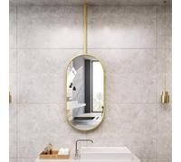 Gold Wall Mounted Dressing Mirror - 24x28in Suspended Ceiling Mirror for Bathroom Clear Decorative Corridor Mirror - Stylish Practical Design for Home Decor