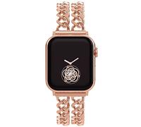 Gold Watch Bands for Women Compatible with Apple Watch Band 38mm 40mm 41mm 42mm 44mm 45mm 46mm 49mm Adjustable Metal Band Cowboy Steel Chain Bracelet for iWatch Series1/2/3/4/5/6/7/8/9/10/SE (Rose