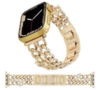 Gold Watch Bands for Women Compatible with Apple Watch Band 38mm 40mm 41mm 42mm(S10), Sparkle Metal Band Cowboy Chain Bracelet for iWatch Ultra SE Series 10 9 8 7 6 5 4 3 2 1 (Gold Butterfly,41/40/38