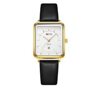Gold Watches for Women with Vintage Rectangular Case,Simplicity Square Womens Quartz Wristwatch Elegant Ladies Watch with Stainless Steel/Leather Band (Belt/Gold)