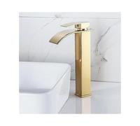 Gold Waterfall Bathroom Faucet Solid Brass Tall Basin Mixer Tap Lead 30% Water Saving